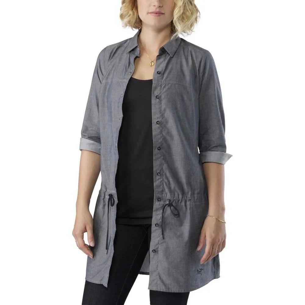 Arc'teryx Women's Gray Blanchard Tunic Shirt Dress 3/4 Sleeve‎ Sz L Normcore - Picture 2 of 16